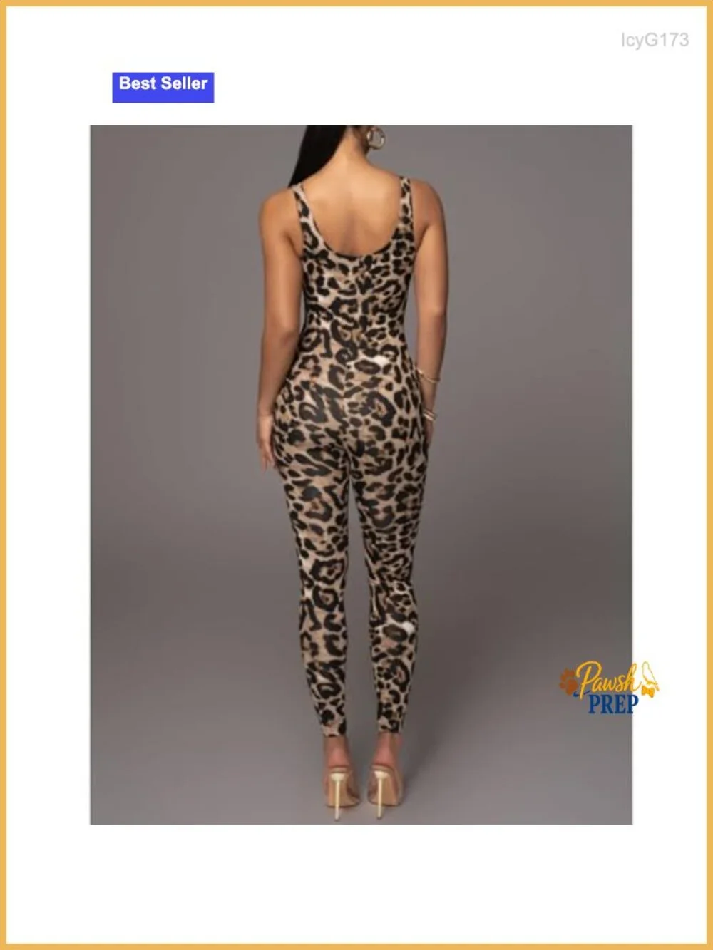 Elegant Leopard Print One Piece Jumpsuit for Women Bodycon Romper Sexy Club